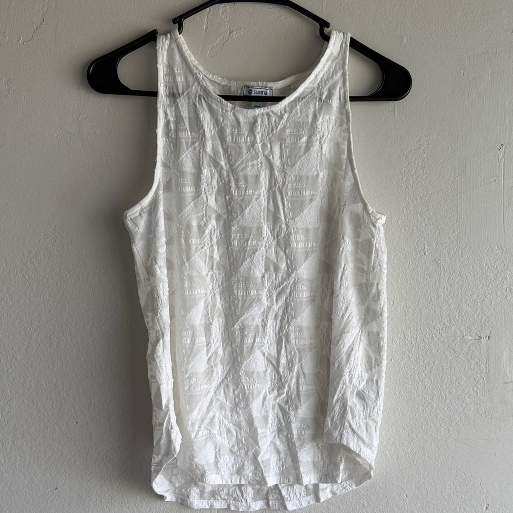 Susina Textured White Tank Top